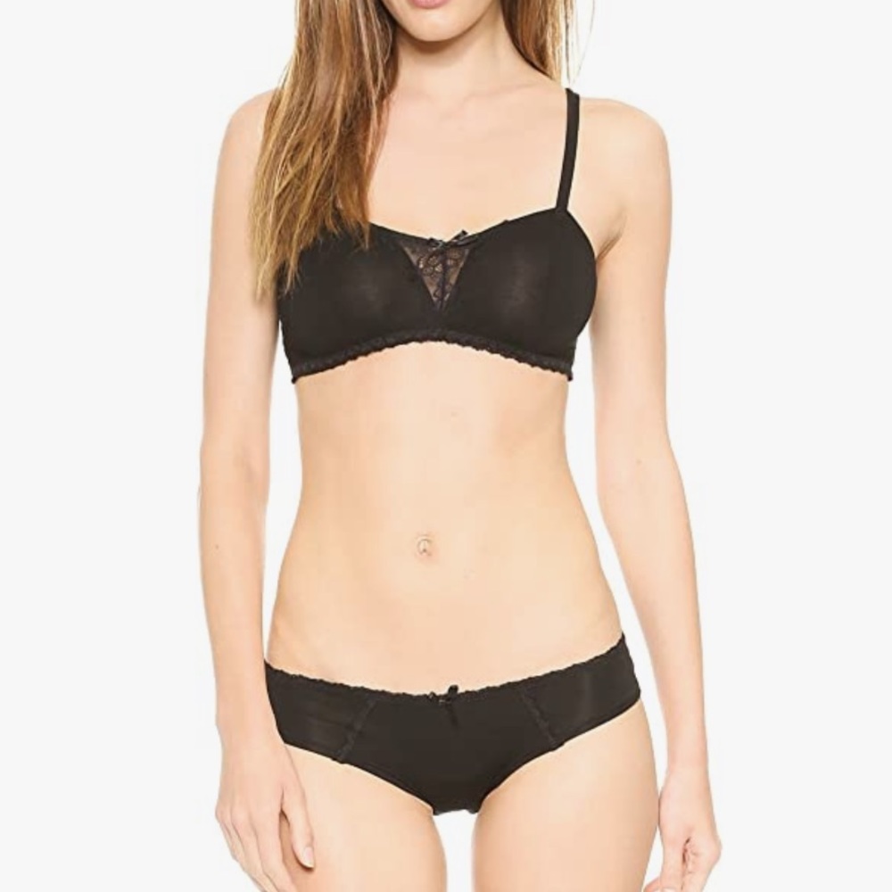 NEW Honeydew Black Lace Back Bralette & Panty